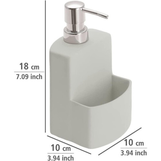 (Seperti yang ditunjukkan, Satu ukuran) Dispenser sabun cuci piring dengan tempat spons, warna abu-abu, kapasitas 380 ml, cocok untuk digunakan di rumah atau saat festival.